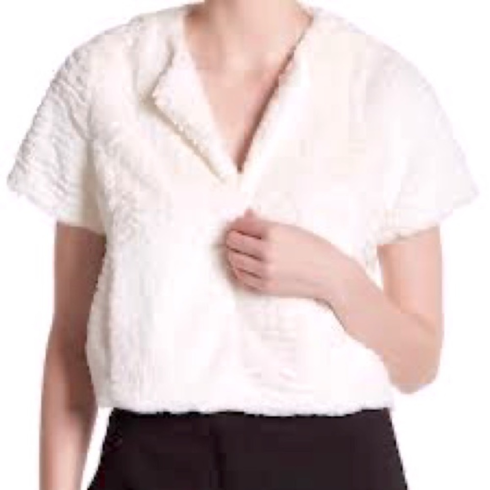 Cynthia Steffe Reagan Faux Fur Cropped Blazer Top